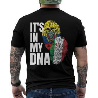 Ecuadorian And Italian Mix Dna Flag Heritage Men's Back Print T-shirt | Mazezy