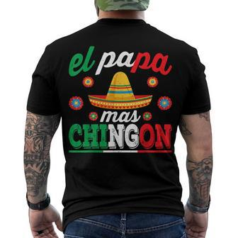 El Papa Mas Chingon Mexican Dad Husband Regalo Flag V3 Men's T-shirt Back Print - Seseable