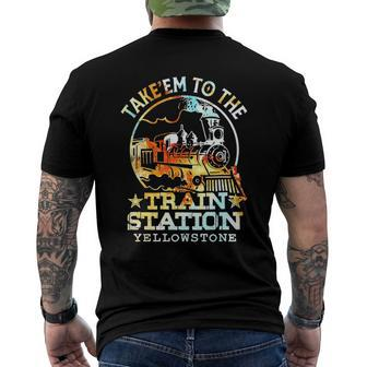 Take ’Em To The Train Station Yellowstone Men's Back Print T-shirt | Mazezy