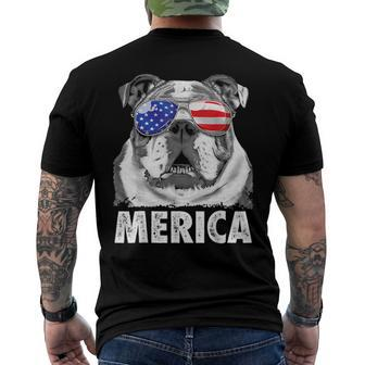 English Bulldog 4Th Of July Merica Men Usa Flag Men's Back Print T-shirt | Mazezy