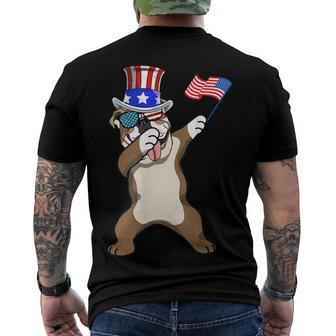English Bulldog Dabbing Dog Dad 4Th Of July Men's T-shirt Back Print - Seseable