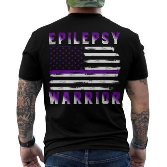 Epilepsy Warrior Usa Flag United States Flag Epilepsy Epilepsy Awareness Men's Crewneck Short Sleeve Back Print T-shirt | Favorety DE