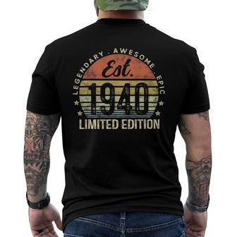 Est 1940 Limited Edition 82Nd Birthday Vintage 82 Years Old Men's Back Print T-shirt | Mazezy