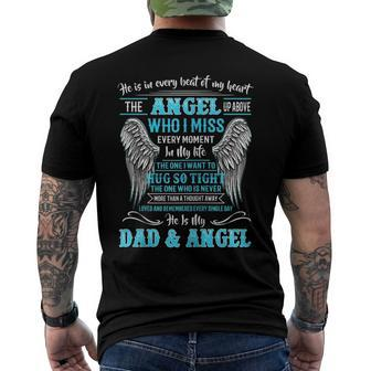 He Is In Every Beat Of My Heart Angel Up Above He Is My Dad Zip Men's Back Print T-shirt | Mazezy