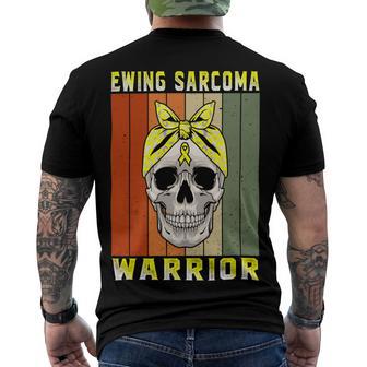 Ewings Sarcoma Warrior Skull Women Vintage Yellow Ribbon Ewings Sarcoma Ewings Sarcoma Awareness Men's Crewneck Short Sleeve Back Print T-shirt | Favorety CA