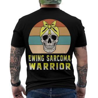 Ewings Sarcoma Warrior Skull Women Vintage Yellow Ribbon Ewings Sarcoma Ewings Sarcoma Awareness V2 Men's Crewneck Short Sleeve Back Print T-shirt | Favorety UK