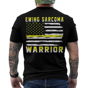 Ewings Sarcoma Warrior Usa Flag United States Flag Yellow Ribbon Ewings Sarcoma Ewings Sarcoma Awareness Men's Crewneck Short Sleeve Back Print T-shirt | Favorety DE