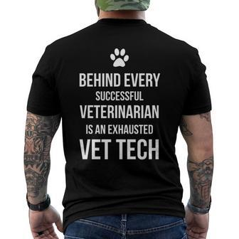Exhausted Vet Tech Quote - Veterinary Technician Men's Back Print T-shirt | Mazezy