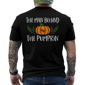 Fall Pregnancy Announcement Couple Men Dad Halloween Men's Back Print T-shirt | Mazezy