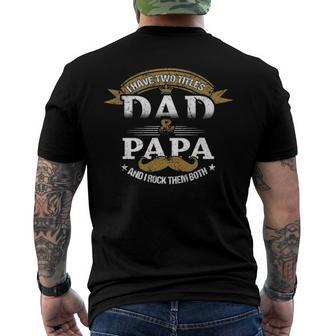 Family Dad & Papa Fathers Day Grandpa Daddy Men's Back Print T-shirt | Mazezy