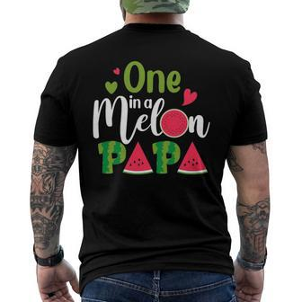Family One In A Melon Papa Birthday Party Matching Family Men's Back Print T-shirt | Mazezy