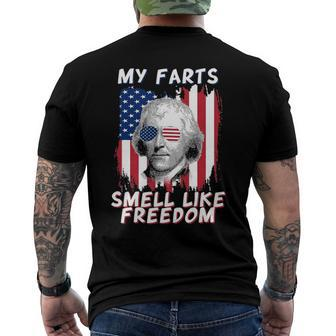 My Farts Smell Like Freedom Jefferson 4Th July Flag Men's Back Print T-shirt | Mazezy