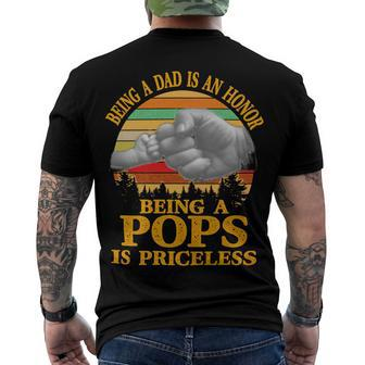 Father Grandpa Being A Dad Is An Honor Being A Pops Is Priceless 248 Family Dad Men's Crewneck Short Sleeve Back Print T-shirt - Monsterry