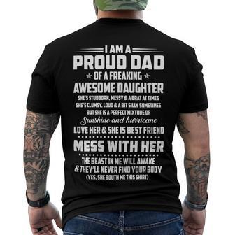 Father Grandpa I Am A Proud Dad Awesome Daughter97 Family Dad Men's Crewneck Short Sleeve Back Print T-shirt - Monsterry AU