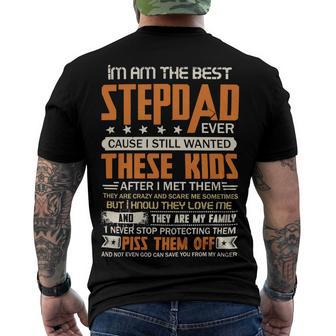 Father Grandpa I Am The Best Step Dad Ever Cause I Still Wanted These Kids Fathers Day 53 Family Dad Men's Crewneck Short Sleeve Back Print T-shirt - Monsterry UK
