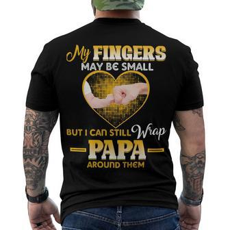 Father Grandpa I Wrap Papa Around My Finger248 Family Dad Men's Crewneck Short Sleeve Back Print T-shirt - Monsterry