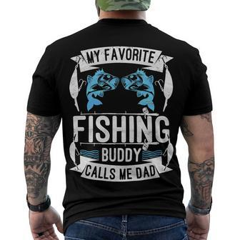 Father Grandpa My Favorite Fishing Buddy Calls Me Dad504 Family Dad Men's Crewneck Short Sleeve Back Print T-shirt - Monsterry UK