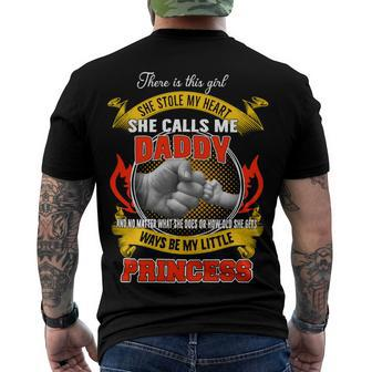 Father Grandpa There Is This Girl She Stole My Heart She Calls Me Daddy And No Matter Family Dad Men's Crewneck Short Sleeve Back Print T-shirt - Monsterry UK