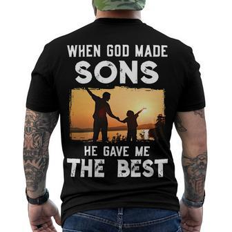 Father Grandpa When God Made Sons He Gave Me The Best 145 Family Dad Men's Crewneck Short Sleeve Back Print T-shirt - Monsterry