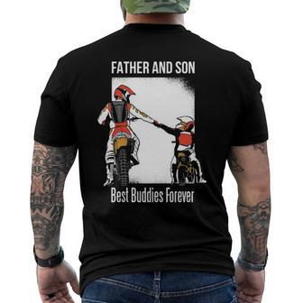 Father And Son Best Buddies Forever Fist Bump Dirt Bike Men's Back Print T-shirt | Mazezy