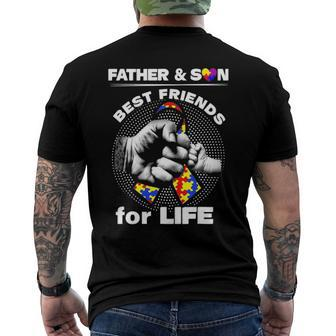 Father And Son Best Friends For Life Ribbon Autism Awareness Men's Back Print T-shirt | Mazezy