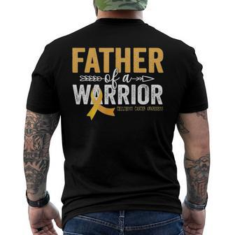 Father Of A Warrior Childhood Cancer Ribbon Oncology Men's Back Print T-shirt | Mazezy AU