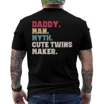 Fathers Day Daddy Man Myth Cute Twins Maker Vintage Men's Back Print T-shirt | Mazezy