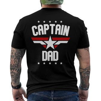 Fathers Day Dads Birthday Captain Dad Men's Back Print T-shirt | Mazezy