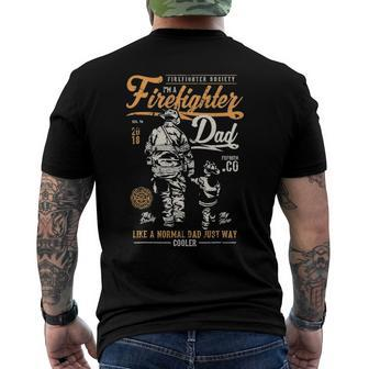Fathers Day Firefighter Retro Fireman Men's Back Print T-shirt | Mazezy