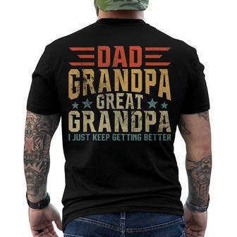Mens Fathers Day From Grandkids Dad Grandpa Great Grandpa Men's T-shirt Back Print - Seseable