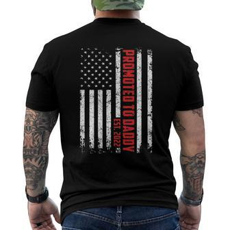 Fathers Day Promoted To Daddy Est 2022 American Flag Men's Back Print T-shirt | Mazezy