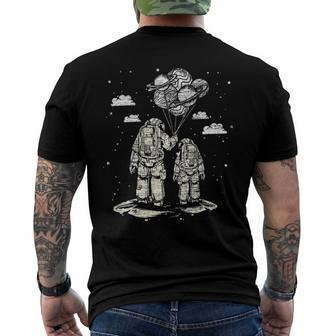 Fathers Day Space Science Astronomy Lover Dad Son Astronaut Men's Back Print T-shirt | Mazezy
