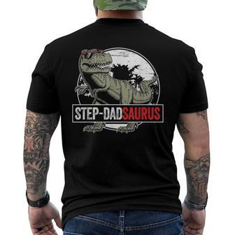 Fathers Day Step Dadsaurusrex Dinosaur Step Dad Men's Back Print T-shirt | Mazezy