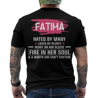 Fatima Name Fatima Hated By Many Loved By Plenty Heart On Her Sleeve Men's T-Shirt Back Print - Seseable