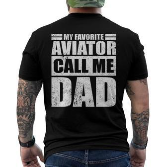 Mens My Favorite Aviator Calls Me Dad Fathers Day Men's Back Print T-shirt | Mazezy