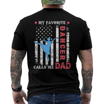 Mens My Favorite Ballet Dancer Calls Me Dad Usa Flag Fathers Day Men's Back Print T-shirt | Mazezy