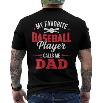 My Favorite Baseball Player Calls Me Dad Son Father Men's Back Print T-shirt | Mazezy