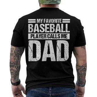 Favorite Baseball Player Calls Me Dad Men's Crewneck Short Sleeve Back Print T-shirt | Favorety DE