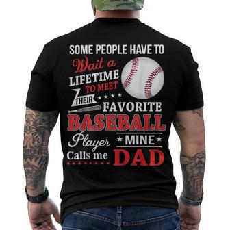 Favorite Baseball Player Calls Me Dad V3 Men's Crewneck Short Sleeve Back Print T-shirt | Favorety