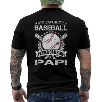Mens My Favorite Baseball Player Calls Me Papi Fathers Day Men's Back Print T-shirt | Mazezy CA