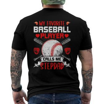 My Favorite Baseball Player Calls Me Stepdad Men's Back Print T-shirt | Mazezy UK