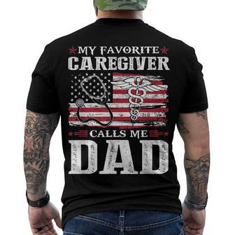 My Favorite Caregiver Calls Me Dad Patriotic 4Th Of July Men's T-shirt Back Print - Seseable
