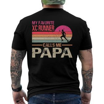 My Favorite Cross Country Runner Calls Me Papa Vintage Men's Back Print T-shirt | Mazezy