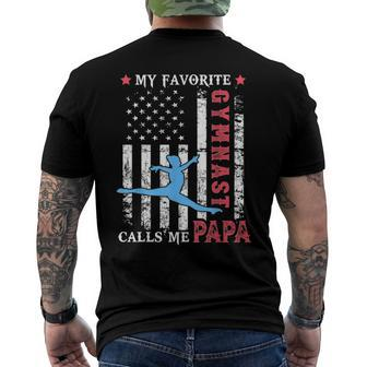 Mens My Favorite Gymnast Calls Me Papa Usa Flag Fathers Day Men's Back Print T-shirt | Mazezy