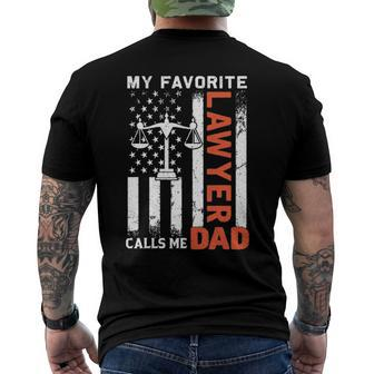 My Favorite Lawyer Calls Me Dad Usa Flag Fathers Day Men's Back Print T-shirt | Mazezy