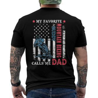 Mens My Favorite Mountain Biking Buddy Calls Me Dad Fathers Day Men's Back Print T-shirt | Mazezy