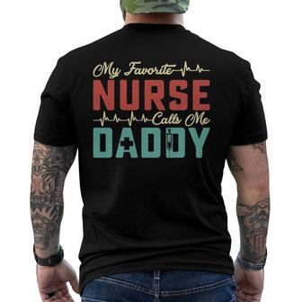 Mens My Favorite Nurse Calls Me Daddy Fathers Day From Kids Son Men's Back Print T-shirt | Mazezy