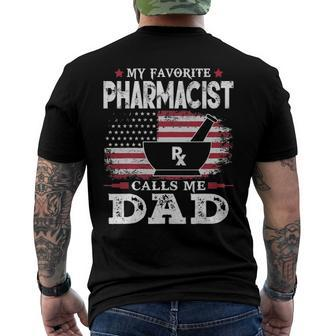 Mens My Favorite Pharmacist Calls Me Dad Usa Flag Fathers Day Men's Back Print T-shirt | Mazezy