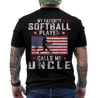 My Favorite Softball Player Calls Me Uncle Father Day Men's T-shirt Back Print