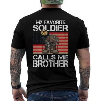 My Favorite Soldier Calls Me Brother Proud Army Bro Men's Back Print T-shirt | Mazezy